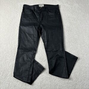 Current/Elliott High Waist Ankle Skinny Jeans Women 30 Black Coated Faux Leather